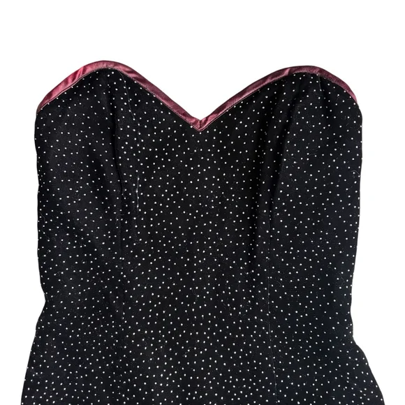 Vintage John Charles Velvet Polka Dot Mermaid Evening Gown Dress Cyprus SMALL - Picture 3 of 9